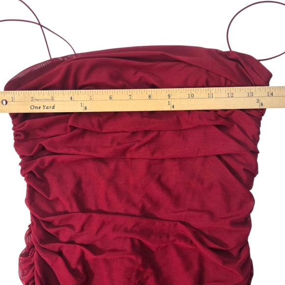 Hello Molly Ruched Mini Dress Womens Large Red Cocktail Party Formal Homecoming - Picture 5 of 12